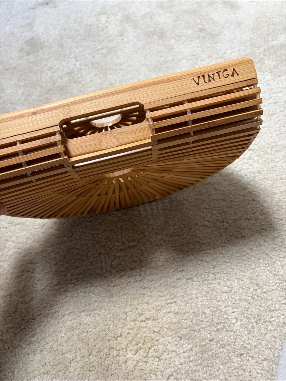 Bamboo Half-Moon Accent Bag - Natural Brown